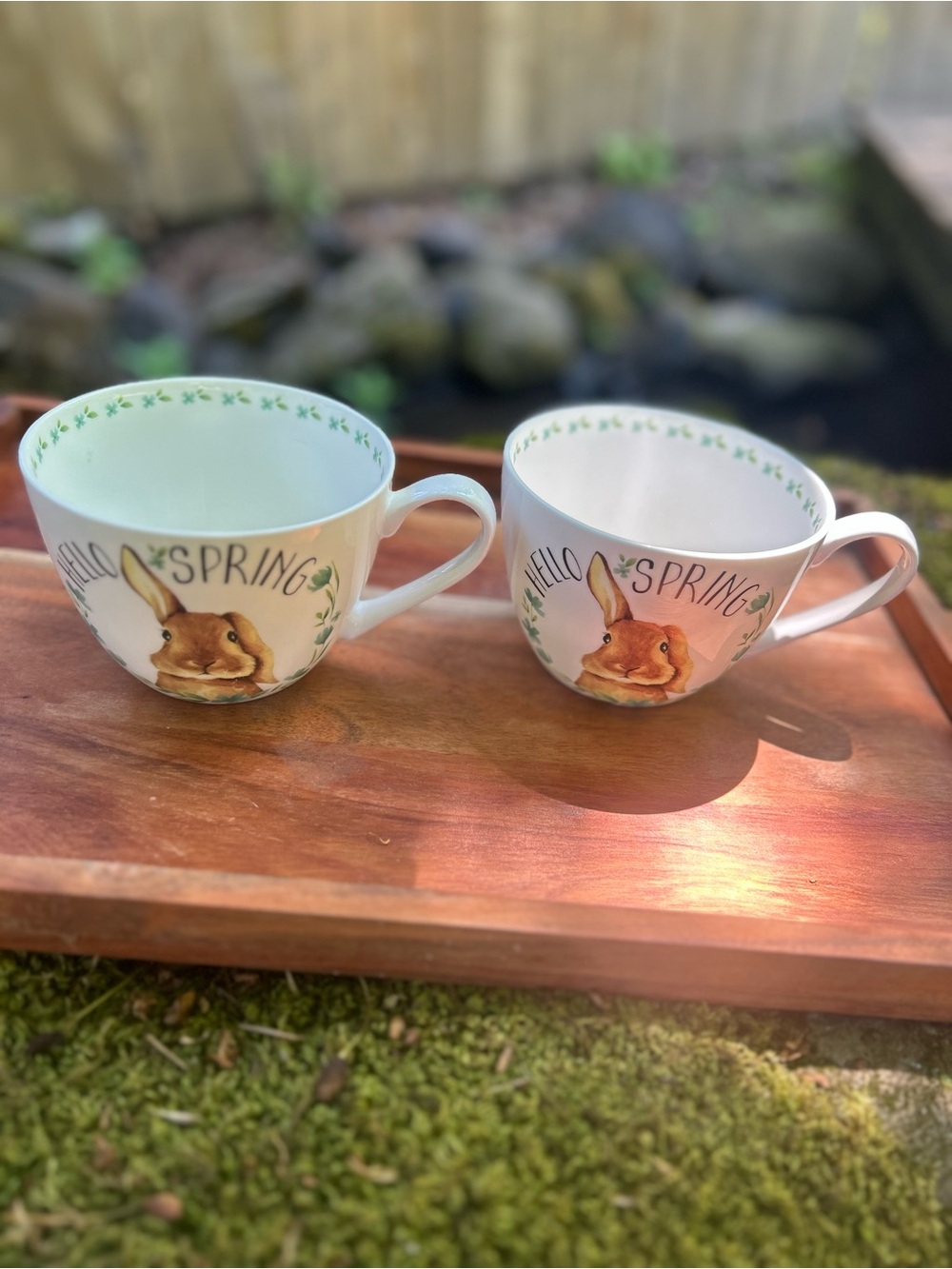 Portobello By Design Bone China - Hello Spring Bunny Ceramic Mugs - Set of 2